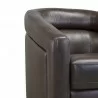 Desi Contemporary Swivel Accent Chair in Espresso Genuine Leather - Arm Close-Up - Desi Contemporary Swivel Accent Chair in Espresso Genuine Leather - Arm Close-Up