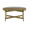 Armen Living Dua Gray Concrete Coffee Table with Antique Brass Side