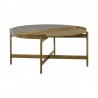 Armen Living Dua Gray Concrete Coffee Table with Antique Brass