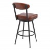 Denver Contemporary 26" Counter Height Barstool in Black Finish and Vintage Coffee Faux Leather - Back Angle