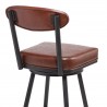 Denver Contemporary 26" Counter Height Barstool in Black Finish and Vintage Coffee Faux Leather - Back Close-Up