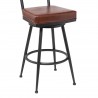 Denver Contemporary 26" Counter Height Barstool in Black Finish and Vintage Coffee Faux Leather - Seat Close-Up