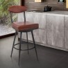 Denver Contemporary 26" Counter Height Barstool in Black Finish and Vintage Coffee Faux Leather - Lifestyle