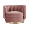 Davy Blush Velvet Swivel Accent Chair with Gold Base 3