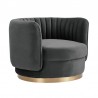 Davy Dark Gray Velvet Swivel Accent Chair 1