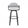 Armen Living Daxton Gray Faux Leather and Black Wood Bar Stool Back View