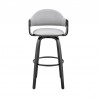 Armen Living Daxton Gray Faux Leather and Black Wood Bar Stool Back View
