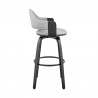 Armen Living Daxton Gray Faux Leather and Black Wood Bar Stool Side View