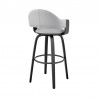 Armen Living Daxton Gray Faux Leather and Black Wood Bar Stool Back Side View