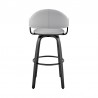 Armen Living Daxton Gray Faux Leather and Black Wood Bar Stool Back View