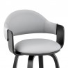 Armen Living Daxton Gray Faux Leather and Black Wood Bar Stool Half Front 