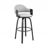 Armen Living Daxton Gray Faux Leather and Black Wood Bar Stool Front Side View