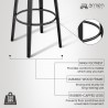 Armen Living Daxton Gray Faux Leather and Black Wood Bar Stool Back View