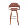Armen Living Daxton 26" Brown Faux Leather and Walnut Wood Bar Stool Back