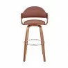 Armen Living Daxton 26" Brown Faux Leather and Walnut Wood Bar Stool Back - Armen Living Daxton 26" Brown Faux Leather and Walnut Wood Bar Stool Back