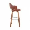 Armen Living Daxton 30" Brown Faux Leather and Walnut Wood Bar Stool Side - Armen Living Daxton 30" Brown Faux Leather and Walnut Wood Bar Stool Side