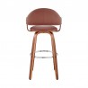 Armen Living Daxton 26" Brown Faux Leather and Walnut Wood Bar Stool Feont