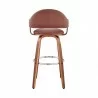 Armen Living Daxton 30" Brown Faux Leather and Walnut Wood Bar Stool Feont - Armen Living Daxton 30" Brown Faux Leather and Walnut Wood Bar Stool Feont