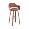 Armen Living Daxton 26" Brown Faux Leather and Walnut Wood Bar Stool Front