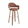 Armen Living Daxton 30" Brown Faux Leather and Walnut Wood Bar Stool Front - Armen Living Daxton 30" Brown Faux Leather and Walnut Wood Bar Stool Front