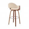 Armen Living Daxton 26" Cream Faux Leather and Walnut Wood Bar Stool Back Side