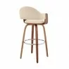 Armen Living Daxton 30" Cream Faux Leather and Walnut Wood Bar Stool Back Side - Armen Living Daxton 30" Cream Faux Leather and Walnut Wood Bar Stool Back Side