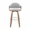 Armen Living Daxton 26" Gray Faux Leather and Walnut Wood Bar Stool Back - Armen Living Daxton 26" Gray Faux Leather and Walnut Wood Bar Stool Back