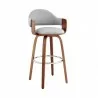 Armen Living Daxton 30" Gray Faux Leather and Walnut Wood Bar Stool Front Side - Armen Living Daxton 30" Gray Faux Leather and Walnut Wood Bar Stool Front Side