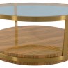Armen Living Hattie Glass Top Golden Coffee Table with Brushed Gold Legs