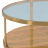 Armen Living Hattie Glass Top Golden Coffee Table with Brushed Gold Legs Side
