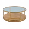 Armen Living Hattie Glass Top Golden Coffee Table with Brushed Gold Legs Front