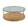 Armen Living Hattie Glass Top Golden Coffee Table with Brushed Gold Legs Front
