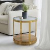 Armen Living Hattie Glass Top End Table with Brushed Gold Legs