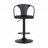 Armen Living Eagle Adjustable Height Swivel BlackFaux Leather and Wood Bar Stool with Black Metal Base Front