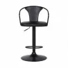 Armen Living Eagle Adjustable Height Swivel BlackFaux Leather and Wood Bar Stool with Black Metal Base Front - Armen Living Eagle Adjustable Height Swivel BlackFaux Leather and Wood Bar Stool with Black Metal Base Front