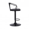 Armen Living Eagle Adjustable Height Swivel BlackFaux Leather and Wood Bar Stool with Black Metal Base Side