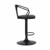 Armen Living Eagle Adjustable Height Swivel BlackFaux Leather and Wood Bar Stool with Black Metal Base Side - Armen Living Eagle Adjustable Height Swivel BlackFaux Leather and Wood Bar Stool with Black Metal Base Side
