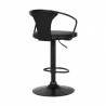 Armen Living Eagle Adjustable Height Swivel BlackFaux Leather and Wood Bar Stool with Black Metal Base Back Angle - Armen Living Eagle Adjustable Height Swivel BlackFaux Leather and Wood Bar Stool with Black Metal Base Back Angle