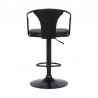 Armen Living Eagle Adjustable Height Swivel BlackFaux Leather and Wood Bar Stool with Black Metal Base Back