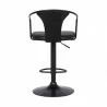 Armen Living Eagle Adjustable Height Swivel BlackFaux Leather and Wood Bar Stool with Black Metal Base Back - Armen Living Eagle Adjustable Height Swivel BlackFaux Leather and Wood Bar Stool with Black Metal Base Back