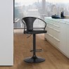 Armen Living Eagle Adjustable Height Swivel BlackFaux Leather and Wood Bar Stool with Black Metal Base