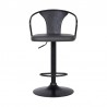 Armen Living Eagle Adjustable Height Swivel Gray Faux Leather and Wood Bar Stool with Black Metal Base Front