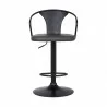 Armen Living Eagle Adjustable Height Swivel Gray Faux Leather and Wood Bar Stool with Black Metal Base Front - Armen Living Eagle Adjustable Height Swivel Gray Faux Leather and Wood Bar Stool with Black Metal Base Front