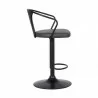 Armen Living Eagle Adjustable Height Swivel Gray Faux Leather and Wood Bar Stool with Black Metal Base Side - Armen Living Eagle Adjustable Height Swivel Gray Faux Leather and Wood Bar Stool with Black Metal Base Side