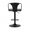 Armen Living Eagle Adjustable Height Swivel Gray Faux Leather and Wood Bar Stool with Black Metal Base Back