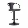 Armen Living Eagle Adjustable Height Swivel Gray Faux Leather and Wood Bar Stool with Black Metal Base Side - Armen Living Eagle Adjustable Height Swivel Gray Faux Leather and Wood Bar Stool with Black Metal Base Side