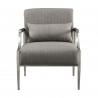 Essence Contemporary Accent Chair in Polished Stainless Steel Finish and Grey Fabric -Front