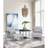 Essence Contemporary Accent Chair in Polished Stainless Steel Finish and Grey Fabric -Lifestyle