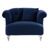 Elegance Contemporary Chair in Blue Velvet with Acrylic Legs - Front