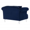 Elegance Contemporary Chair in Blue Velvet with Acrylic Legs - Back Angle